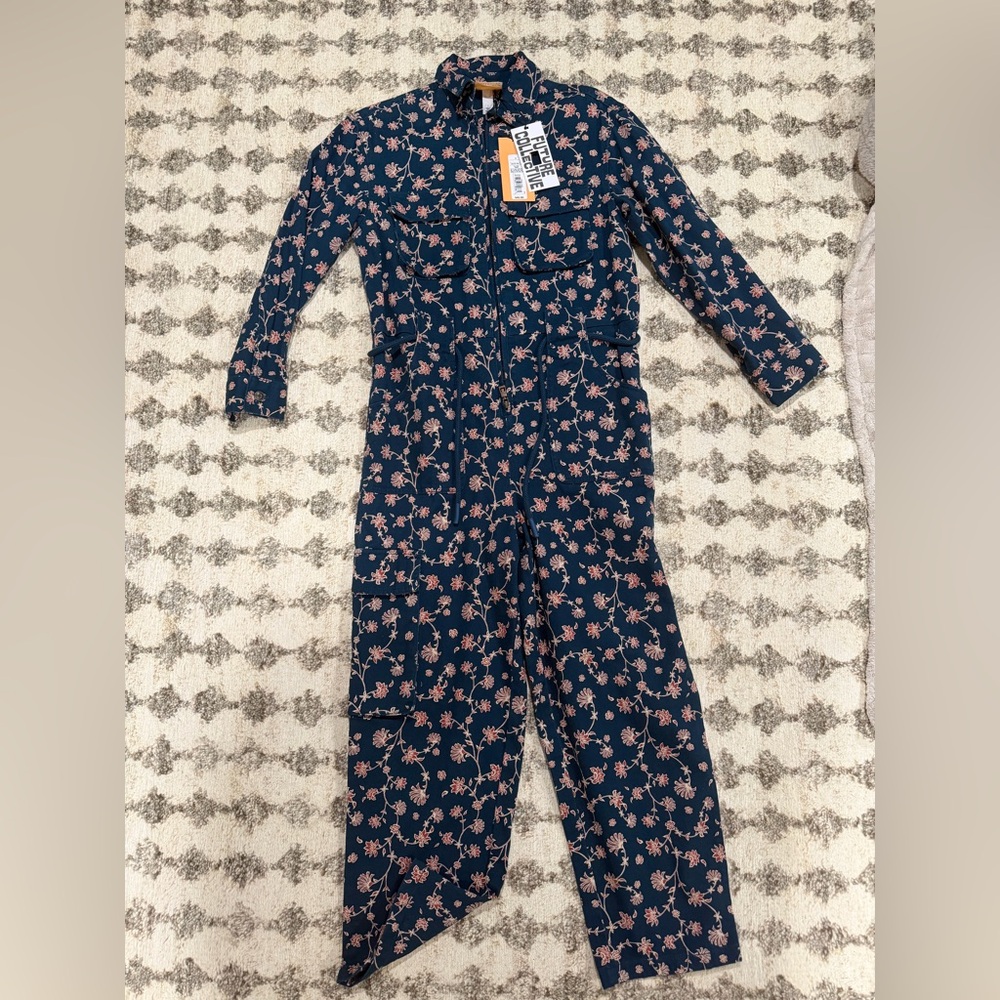 Future Collective Floral Denim Jumpsuit